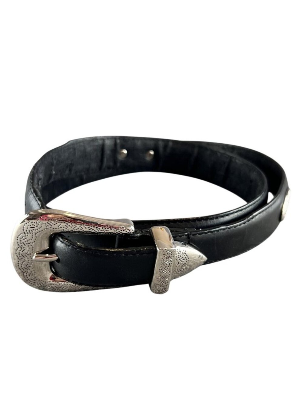 Black Mens 44 Western Dress Belt Silver Buckle Concho Cowboy Rodeo Western Style